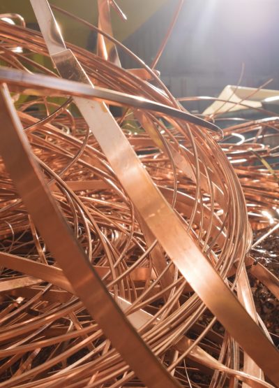 Copper in a scrap metal recycling plant